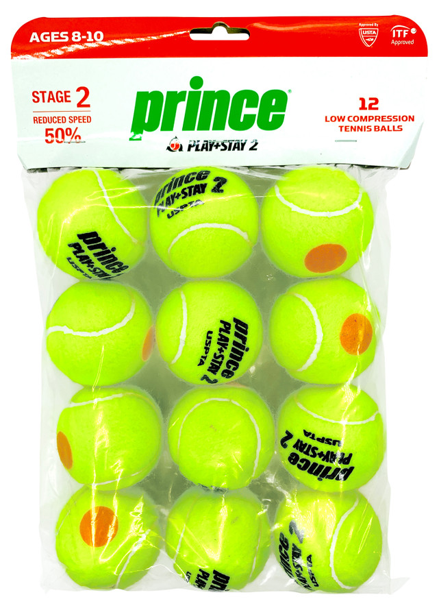 Prince Play + Stay Stage 2 Junior Tennis Balls Dozen