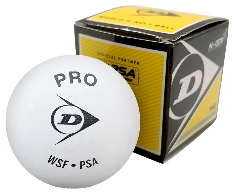 Dunlop Pro Double Yellow Dot WHITE Squash Ball 1 Pack
