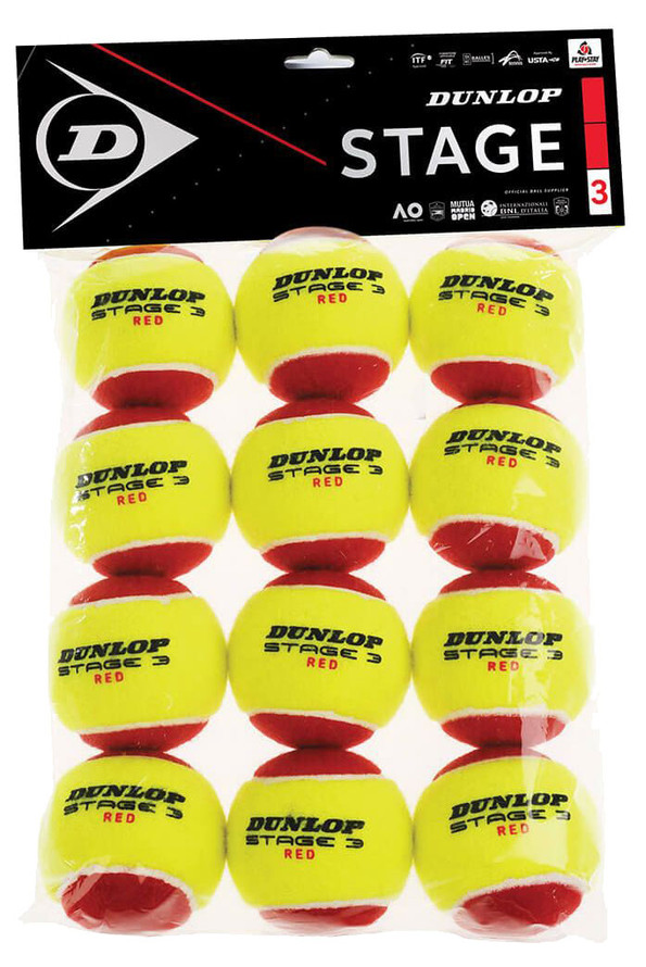 Dunlop Stage 3 Red Junior Tennis Balls 12 Pack