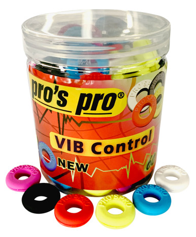 Amortisseurs De Vibrations Pour Raquette Tennis Pro Pro VIB – Lot De 5, Couleurs Assorties Rouge, Bleu, Jaune, Blanc, Noir