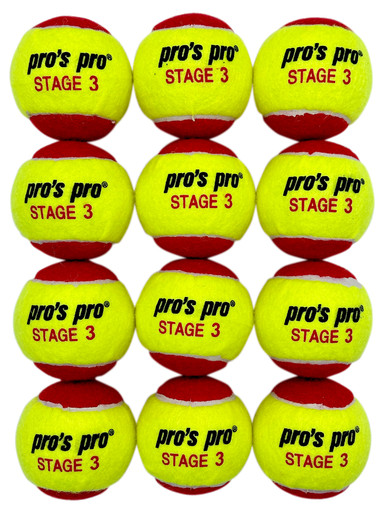 Pro's Pro Stage 3 Red Junior Tennis Balls 12 Pack - W & D Strings Pro's Pro Stage 3 Red Junior Tennis Balls 12 Pack - W & D Strings
