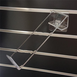 Rotating Acrylic Shoe Shelf with lip for Slat Wall