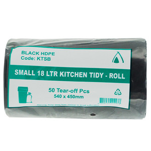 Kitchen Tidy Bag  Small 18L Black- Carton 20 Rolls