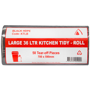 Kitchen Tidy Bag Large Black 36L- 20 Rolls per Carton