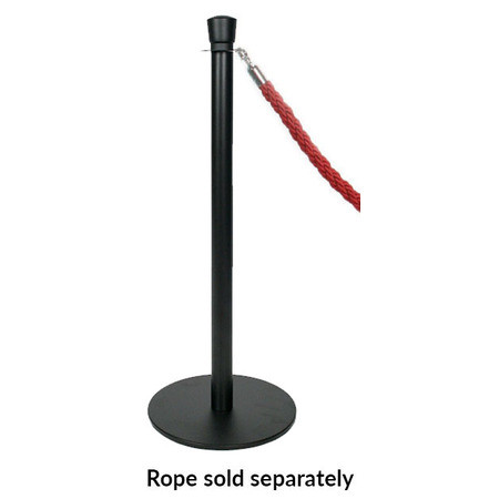 Premium Black Rope Queue Barrier Pole and Base