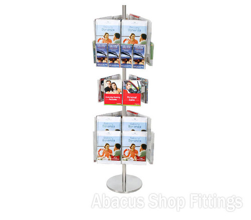 BROCHURE CAROUSEL - 12 DL, 18 A4 & A6 A5 HOLDERS ON STAINLESS STEEL CAROUSEL