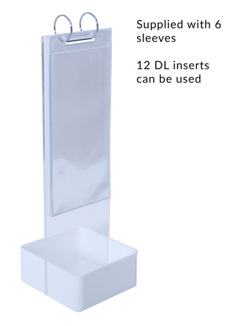 DL Flip Sign Menu Holder with white Basket