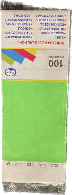 Coloured TYVEK 19mm Wristbands    Pack of 100