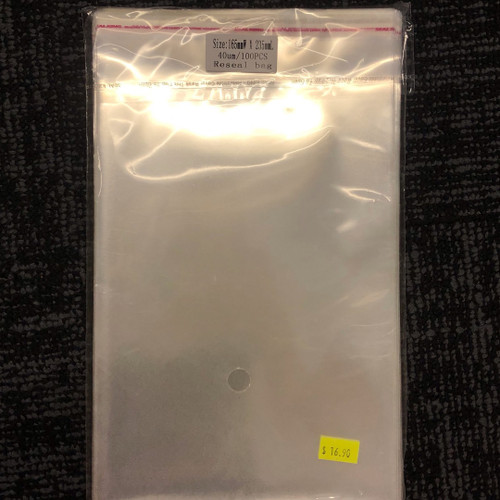 Resealable Cello Bags 165mm X 235mm 100PC