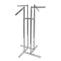 Clothes Rack 4 way - 2 Straight- 2 Sloping arms - Chrome