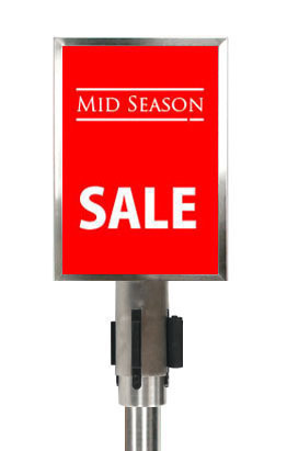 A4 Silver Portrait Stainless Steel Sign Holder clip attachment for Cassette Queue Barrier Pole