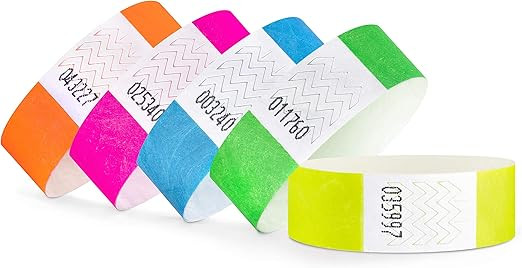 Assorted Coloured TYVEK 19mm Wristbands    Pack of 100