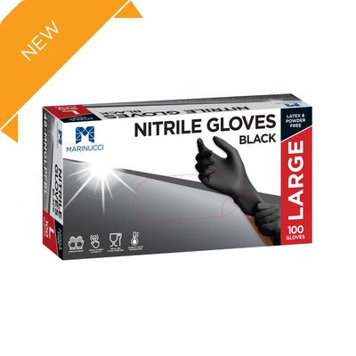 Large Nitrile Black Gloves Powder Free- Pack 100