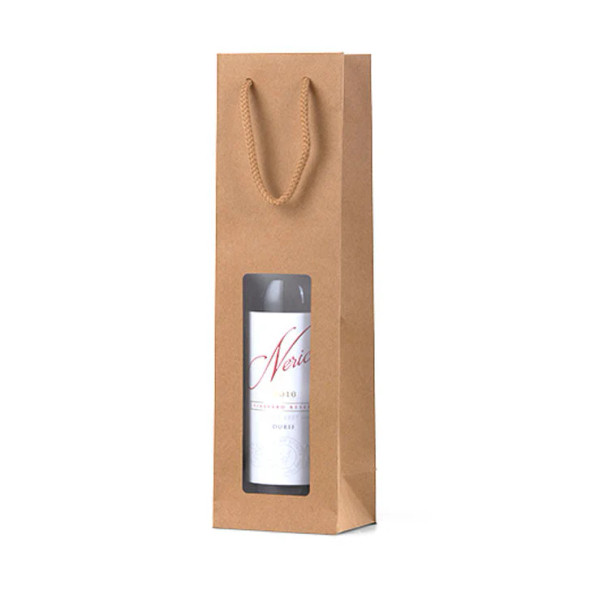 Wine Bag Kraft with Window Pack of 10   WW1
