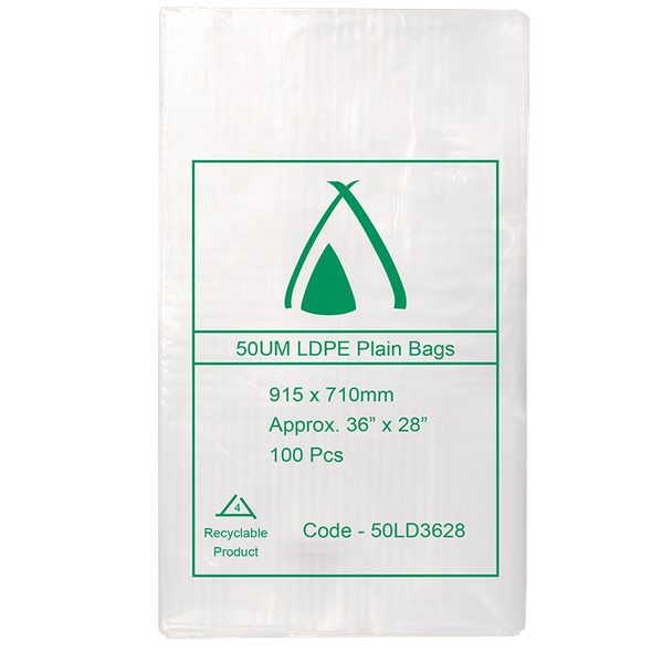 Poly Bag LDPE   50UM  915 x 710   Pk 100  50LD3628