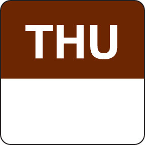 Day Label 24mm Removable Square       Thursday (1000)