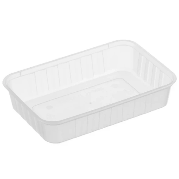 500ml Ribbed Rectangular Container Natural