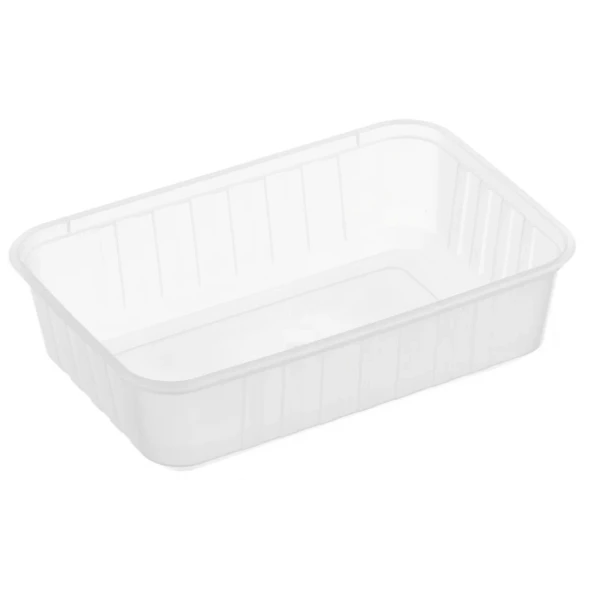 750ml Ribbed Rectangular Container Natural