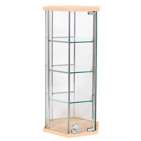 Hexagonal Counter Top Display Case With Lockable Door