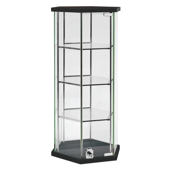 Hexagonal CounterTop Display c/w Lockable Door - Black