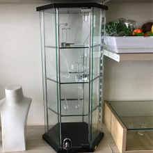 Hexagonal CounterTop Display c/w Lockable Door - Black