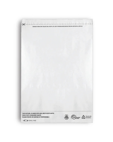 Medium Recycled Plastic Mailing Satchel- White