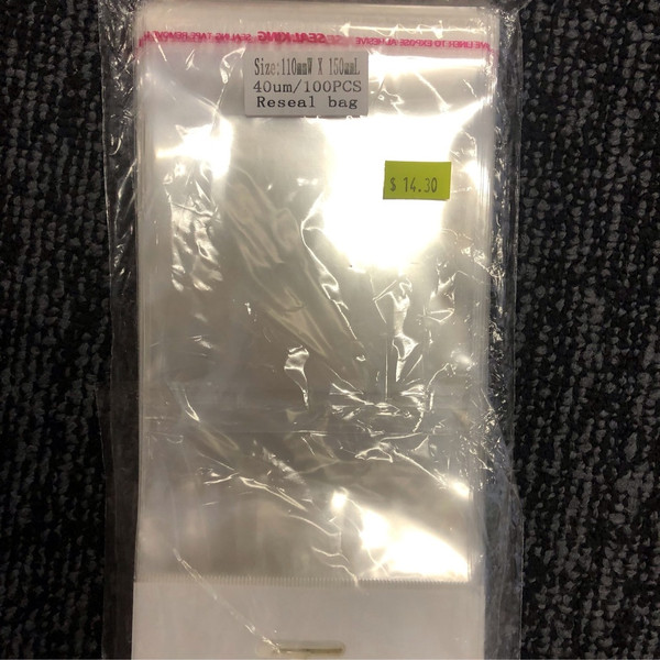 Hang Sell Cello Reseal Bag 110mm X 150mm 100PC