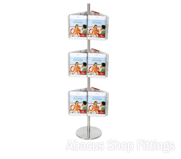 BROCHURE CAROUSEL - 18 A4 HOLDERS ON STAINLESS STEEL CAROUSEL