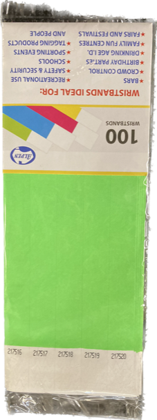 Green TYVEK 19mm Wristbands    Pack of 100