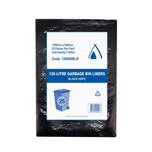 120L Bin Liner Black HDPE Ctn 250