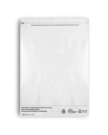 Small Recycled Plastic Mailing Satchel- White