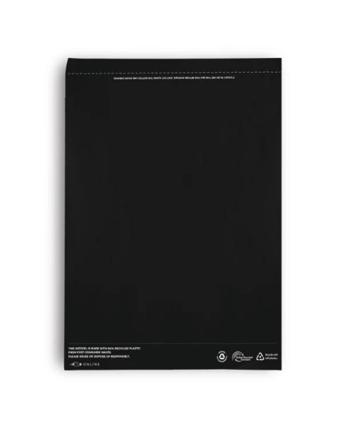 Medium Recycled Plastic Mailing Satchel- Black