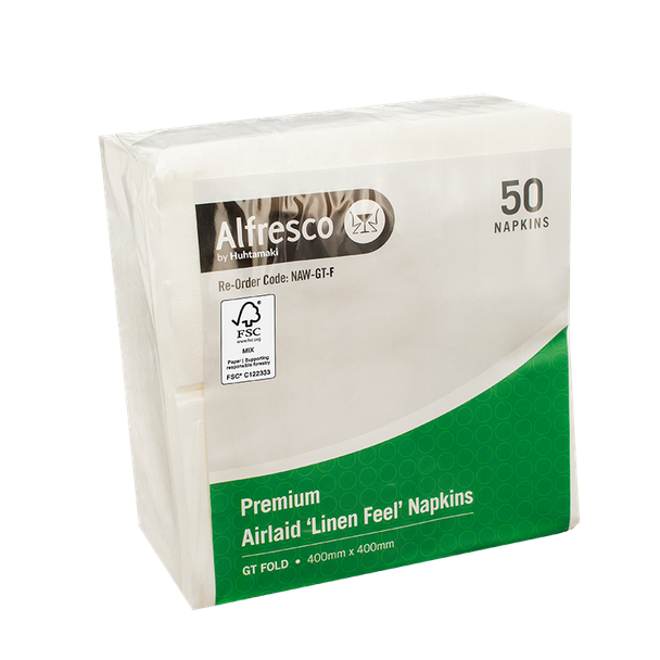 1 ply Linen Feel Airlaid Napkin GT Fold (250)- NAW-GT-F