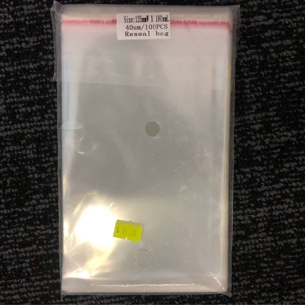 Resealable Cello Bags 125mm X 180mm 100PC