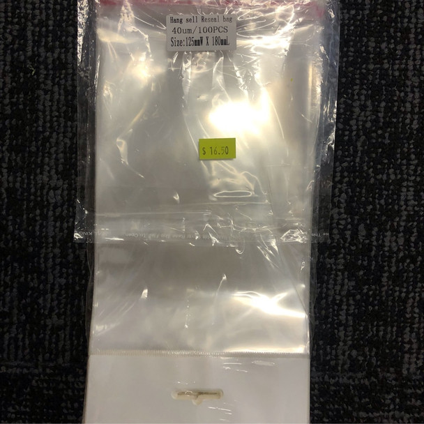 Hang Sell Cello Reseal Bag 125mm X 180mm 100PC