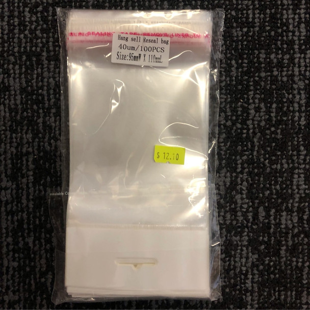 Hang Sell Cello Reseal Bag 95mm X 110mm 100PC