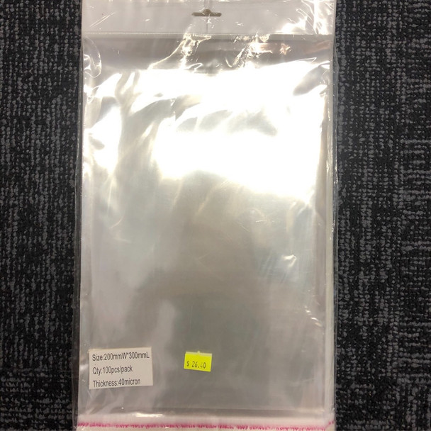 Hang Sell Cello Reseal Bag 200mm X 300mm 100PC