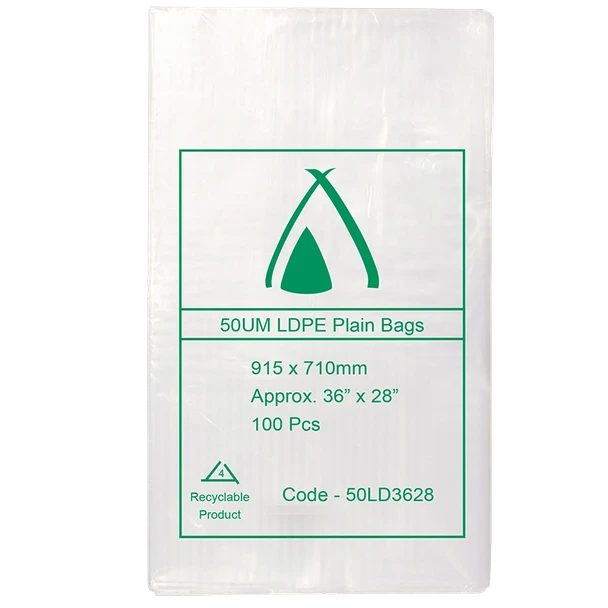 Poly Bag LDPE   50UM  915 x 710   Pk 100  50LD3628
