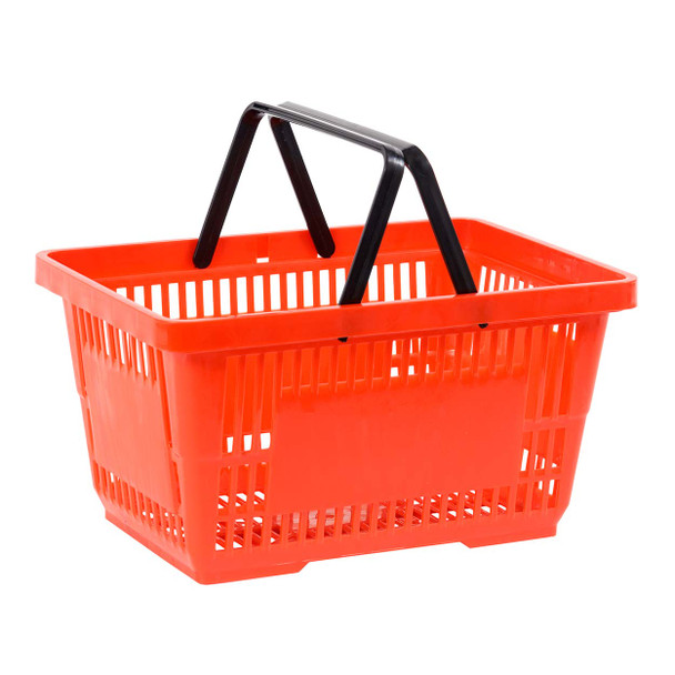 Red shopping basket made with super strong plastic with reinforced rim and base. Tested to carry up to 100kg.
Other colours available are Black, Blue and Green. Only Red and Blue are kept in stock. Call to order your prefered colour.
Discount available on 10 or more baskets
Dimensions 320mm x 420mm x 230mm