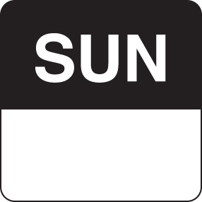 Day Label 24mm Removable Square       Sunday (1000)