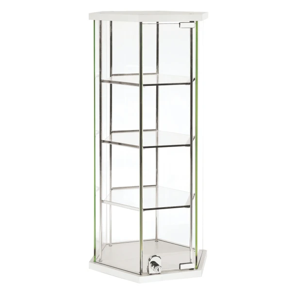 Hexagonal CounterTop Display c/w Lockable Door - White