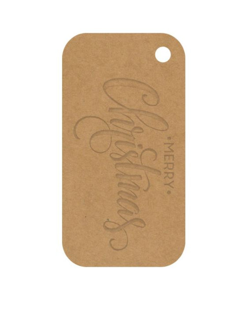 Gift Tags Debossed Merry Christmas On Kraft