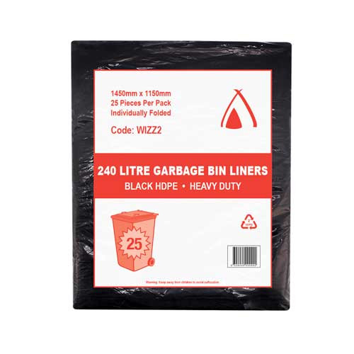 240L Heavy Duty Bin Liner Black- Ctn 200 LDBIN240H