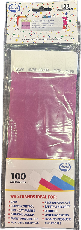 PURPLE TYVEK 19mm Wristbands    Pack of 100