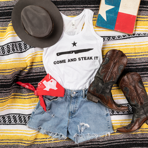 Come and Steak It Tank Flat Lay Come and Steak It Tank Flat Lay