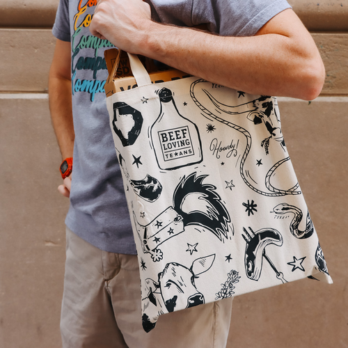 Ultimate Beef Loving Texan Canvas Bag Lifestyle