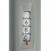 Close-up of a grey pipette volume window showing numbers 6, 8, and 0 with a red indicator pointer.