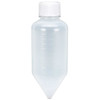 A large translucent plastic centrifuge tube with molded volume graduations and a white screw cap.