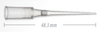Clear plastic 20uL Labcon pipette tip with internal filter and 48.3 mm length measurement.