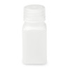 Bottle, Wide Mouth, Square, HDPE, Attached PP Screw Cap, 60mL, 12/Pack